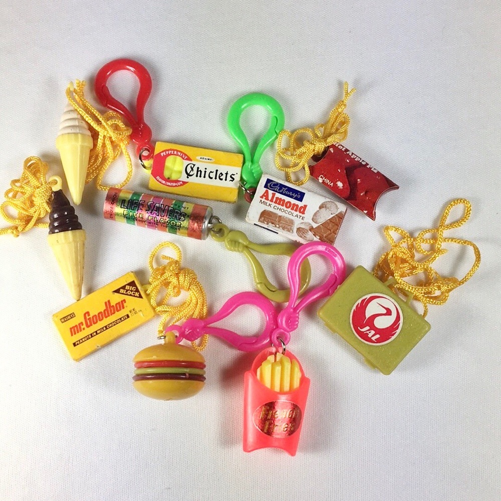 Vintage 80's Plastic Charms Necklaces No Bells NOS
